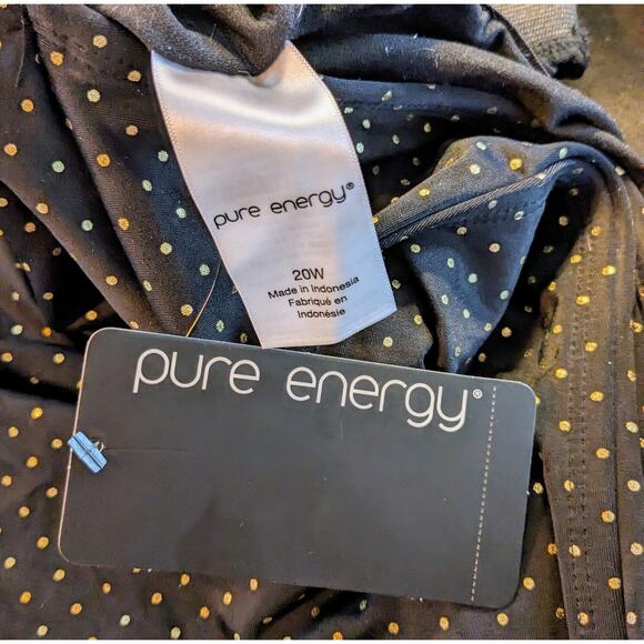 NEW Pure Energy One Piece Swimsuit 20W Black Ebony w/ Gold Pindot Halter Tie - Picture 10 of 11